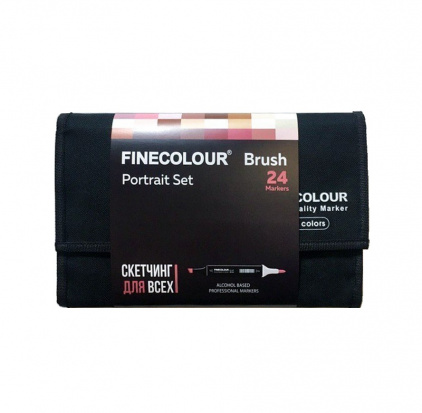Набор спиртовых маркеров "Finecolour Brush" 24 цвета в пенале Портрет sela